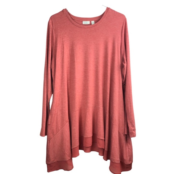 LOGO Lounge Tunic Top Layered Hem Tunic Size 1X